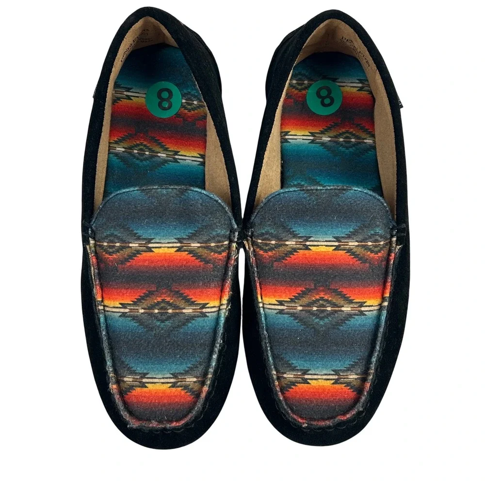Pendleton Saltillo Mens Black Suede Southwest Aztec Driving Moc Loafers Size 8M